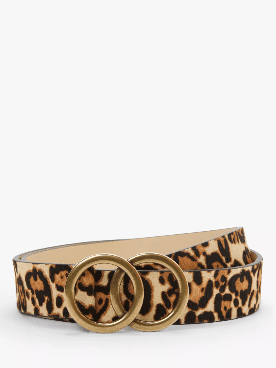 John Lewis, Olivia Double O Ring Buckle Leather Belt, Leopard - 44313913